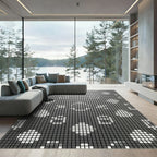 Gray White Pixelated Floral Rug