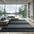 Minimalist Linear Gray Monochromatic Stripe Rug