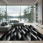 Sharp Black Geometric Peaks Rug