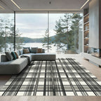 Modern Monochrome Plaid Grid Rug