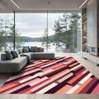 Modern Abstract Coral Geometric Stripe Rug