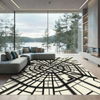Monochrome Urban Radial Grid Map Rug