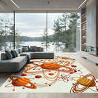 Atomic Orange Solar System Swirls Rug