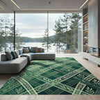Emerald Intricate Botanical Lattice Rug