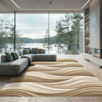Elegant Cream and Beige Flowing Waves Rug