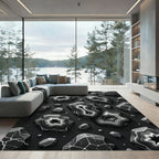 Monochrome Agate Stone Starburst Composition Rug