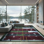 Distressed Gridiron Football Field Art Rug