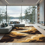 Abstract Sepia Swirl Brushstroke Rug