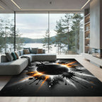 Abstract Black Orange Ink Splash Rug