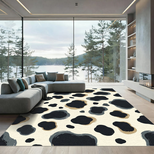 Abstract Monochrome Spotted Animal Hide Rug