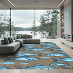 Coastal Blue School of Fish Illustration Rug