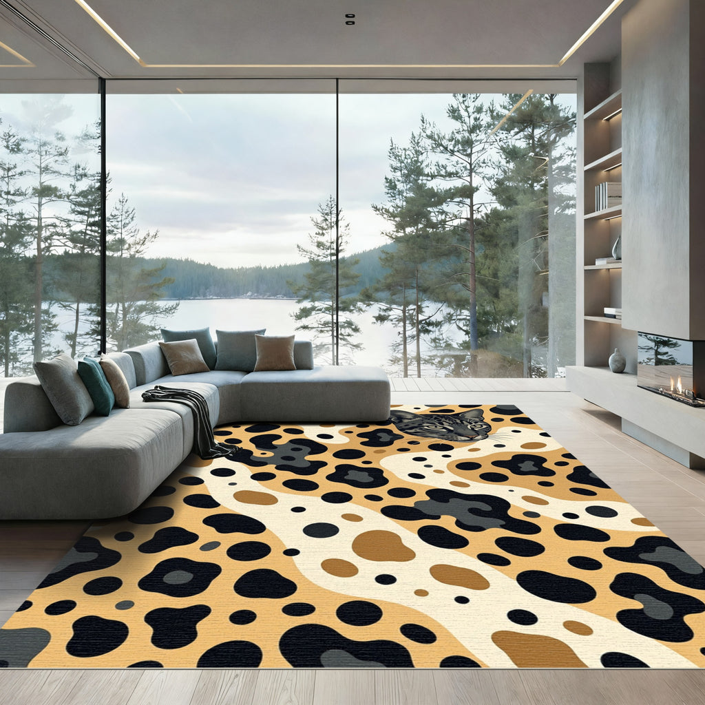 Playful Feline Leopard Spot Abstract Rug