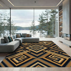 Geometric Bronze Gold Art Deco Diamond Rug