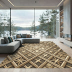 Golden Lattice Art Deco Geometric Rug