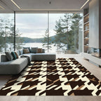 Rich Brown Houndstooth Checkered Rug