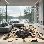Farmhouse Black White Brown Cow Hide Rug