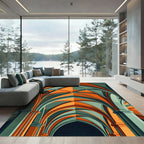 Gothic Vaulted Orange Teal Archway Rug