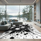 Black and White Dramatic Ink Splash Rug