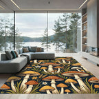 Earthy Forest Mushroom Botanical Illustration Rug