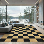Black Cream Folded Checkered Rug