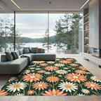 Peach White Daisy Meadow Rug
