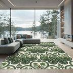 Sage Green Clover Floral Folk Art Rug