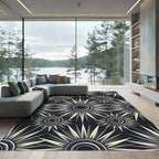 Art Deco Sunburst Silver Gray Rug