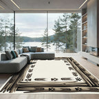 Rustic Timber Branch Paw Track Border Rug