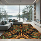 Earth Tone Sunburst Geometric Art Rug