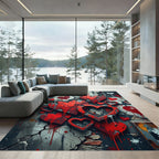 Cracked Heart Red Grungy Valentine Rug