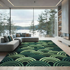 Deep Teal Green Arch Pattern Rug
