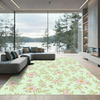 Pastel Pink Blossom Branch Pattern Rug