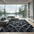 Sophisticated Midnight Silver Interlocking Arch Rug