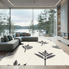 Black Fern Branches Neutral Ground Rug