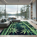 Lush Green Tropical Bamboo Rainfall Rug