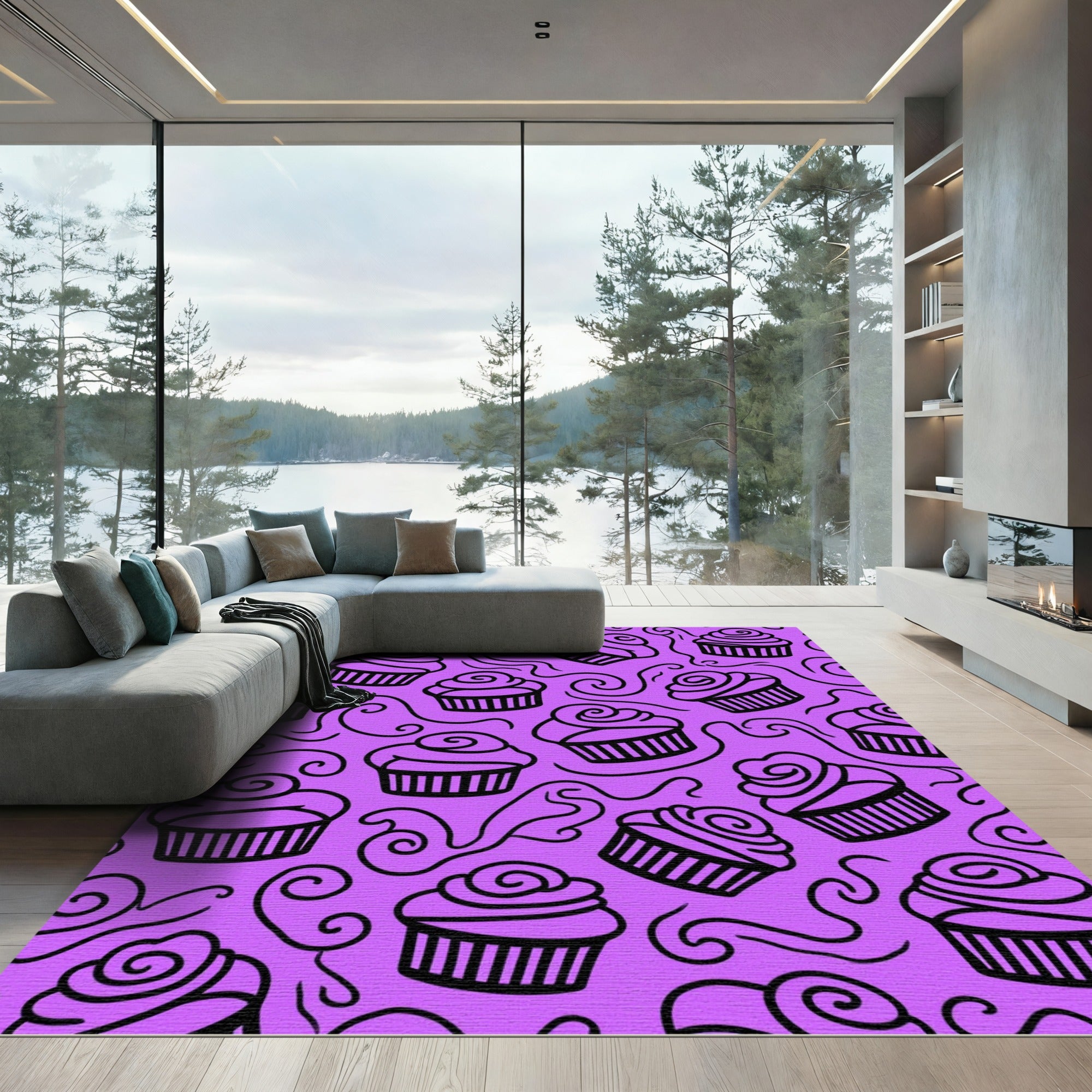 Purple Cupcake Swirl Whimsical Design Rug
