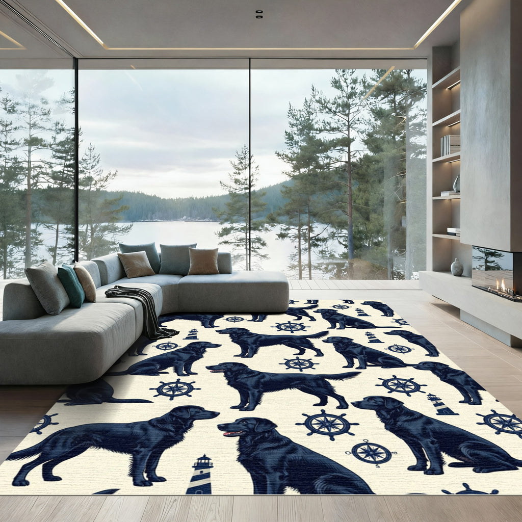 Nautical Black Labrador Retriever Compass Rug