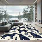 Nautical Black Labrador Retriever Compass Rug