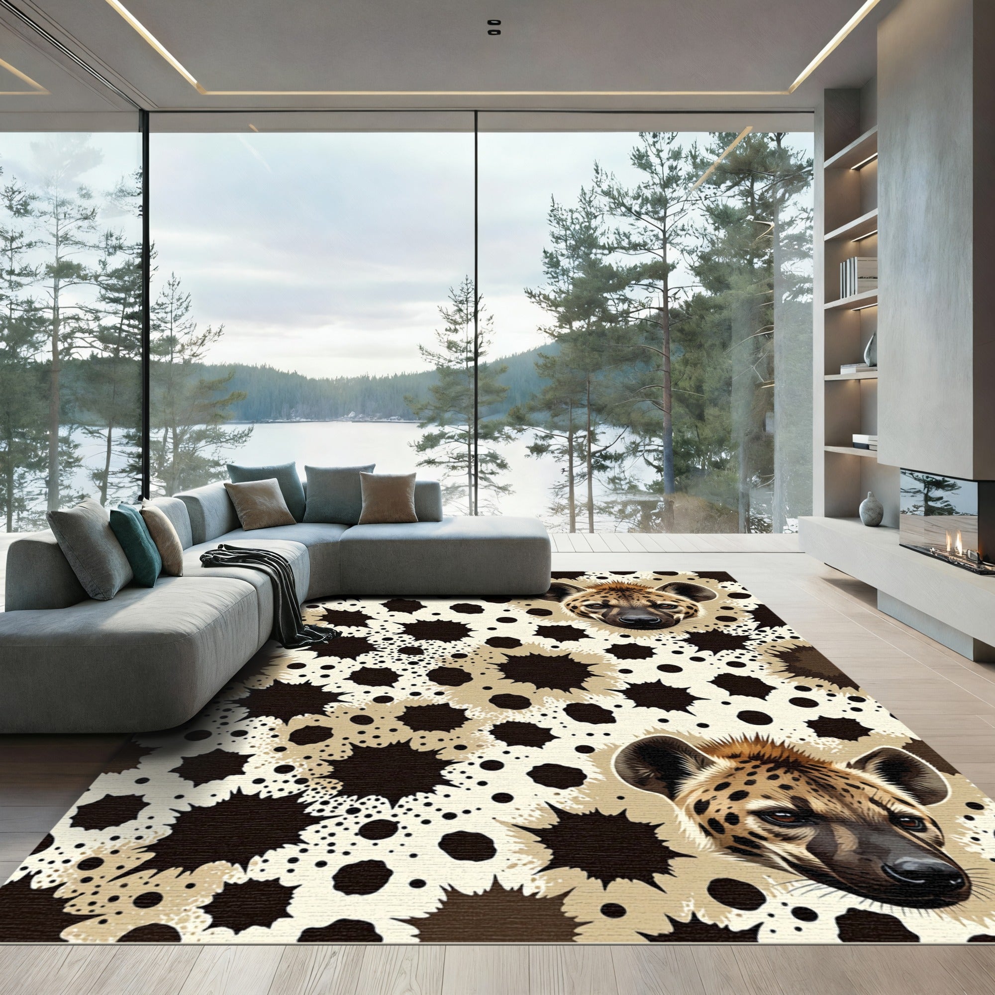 Spotted Hyena Artistic Neutral Animal Face Rug