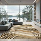Earthy Beige Wavy Grass Abstract Rug