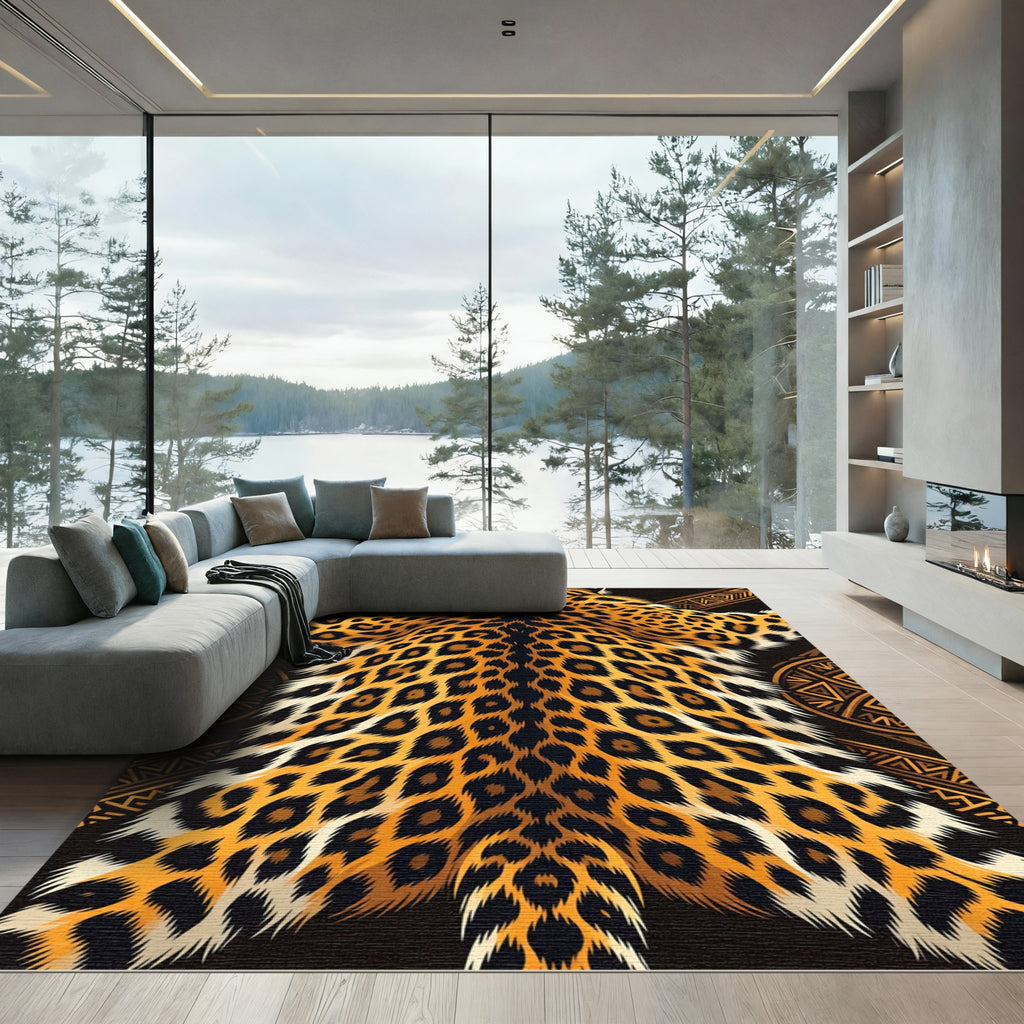 Bold Leopard Print Tribal Accents Rug