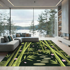 Serene Bamboo Cherry Blossom Garden Path Rug