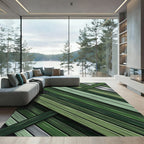 Geometric Forest Green Slatted Lines Rug