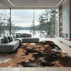 Earthy Brown Abstract Ink Swirl Rug