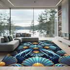 Azure Fan Shell Water Motif Rug