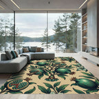 Botanical Pomegranate Forest Sage Green Wall Art Rug