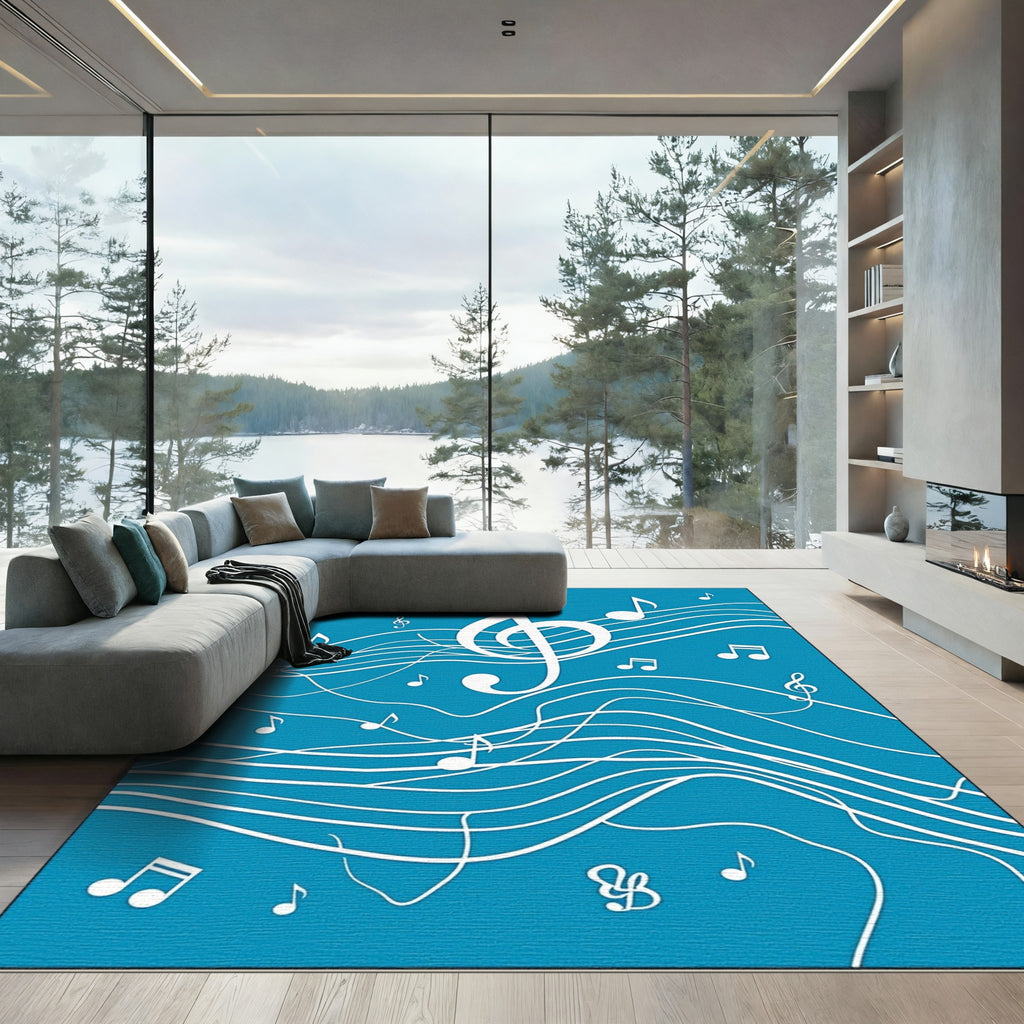Blue Abstract Musical Notes Rug