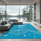 Blue Abstract Musical Notes Rug