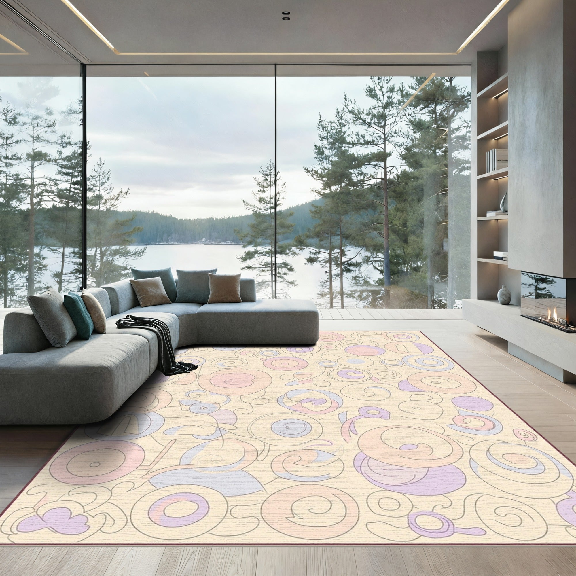 Soft Pastel Swirls Abstract Composition Rug