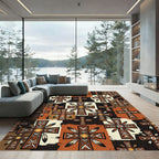 Earthy Southwestern Cross Feather Tile Rug